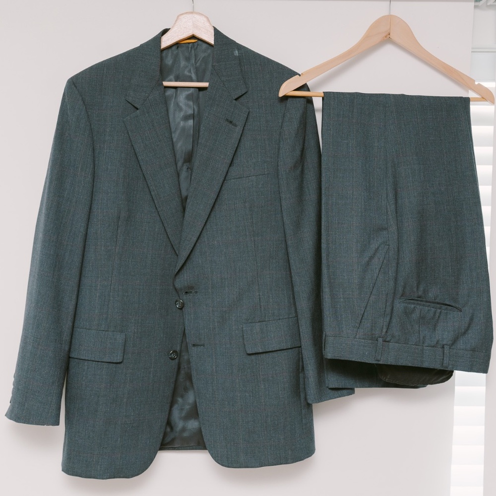 Hart Schaffner Marx Golden Trumpeter suit 40L grey made in USA